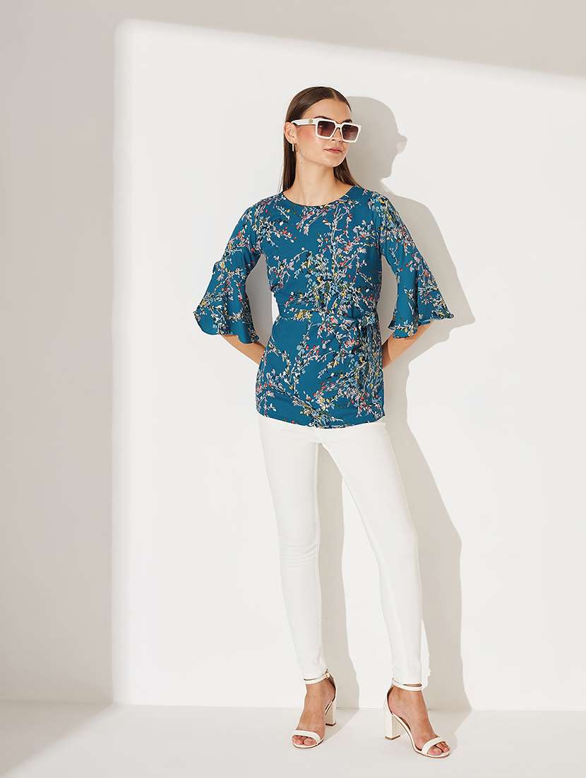 women floral print bell sleeve a-line top - 22364118 -  Standard Image - 4