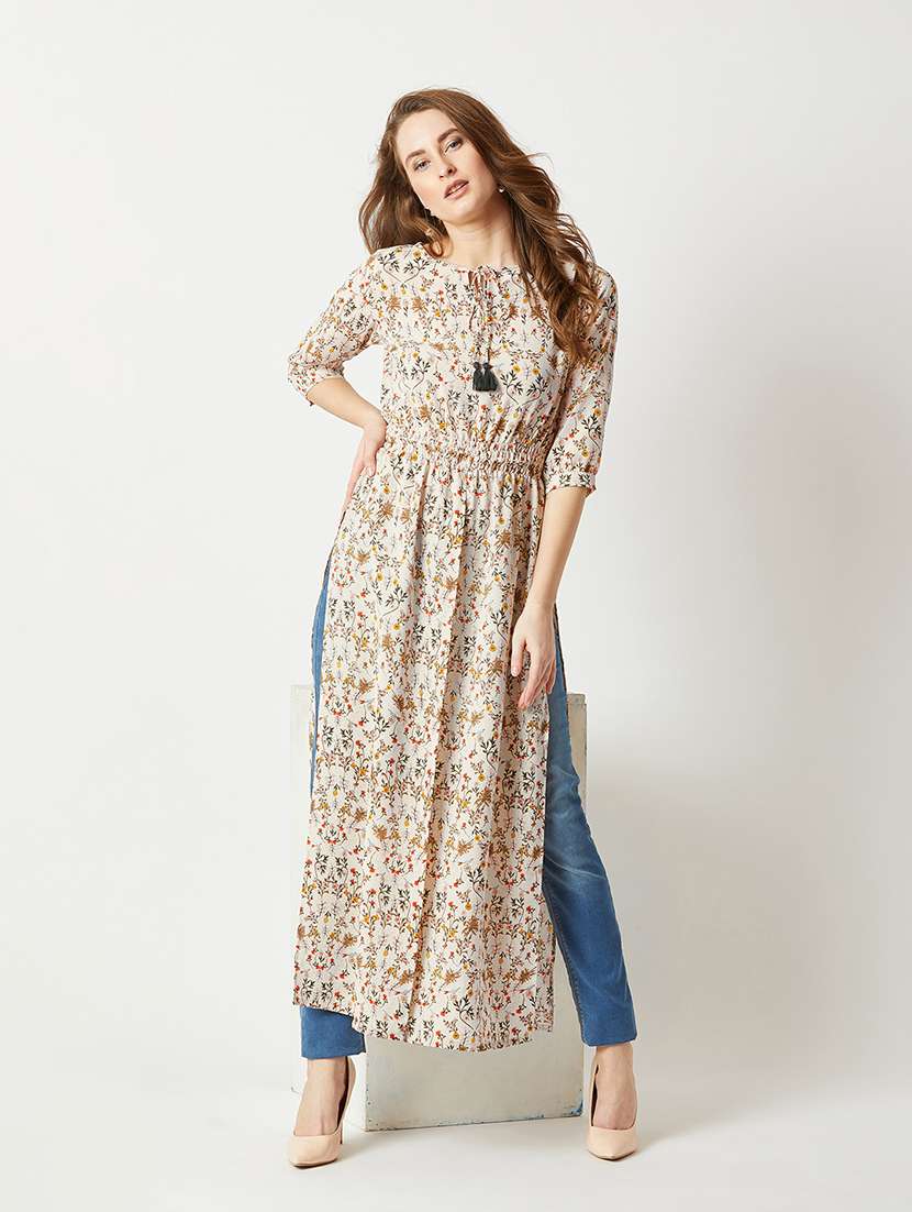 women printed three quarter sleeve tunic - 22364122 -  Standard Image - 1