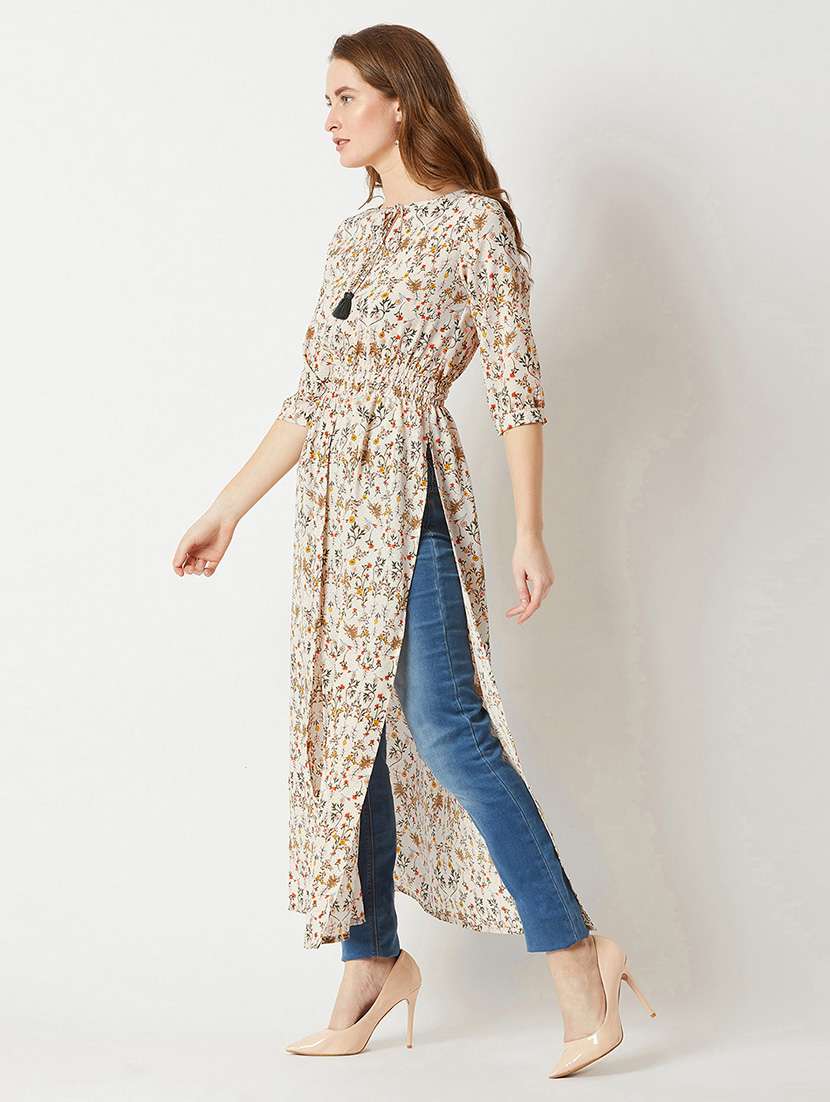 women printed three quarter sleeve tunic - 22364122 -  Standard Image - 4