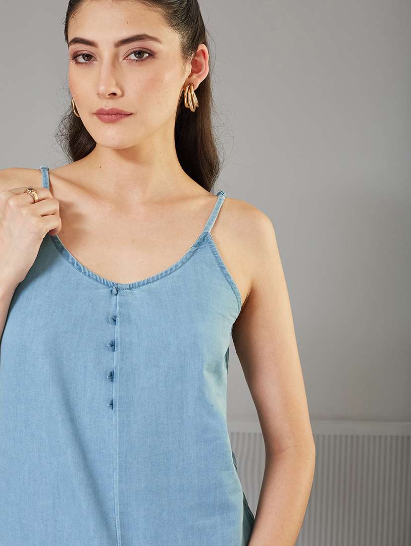 Women Solid Shoulder Strap Straight Top - 22364123 -  Standard Image - 4