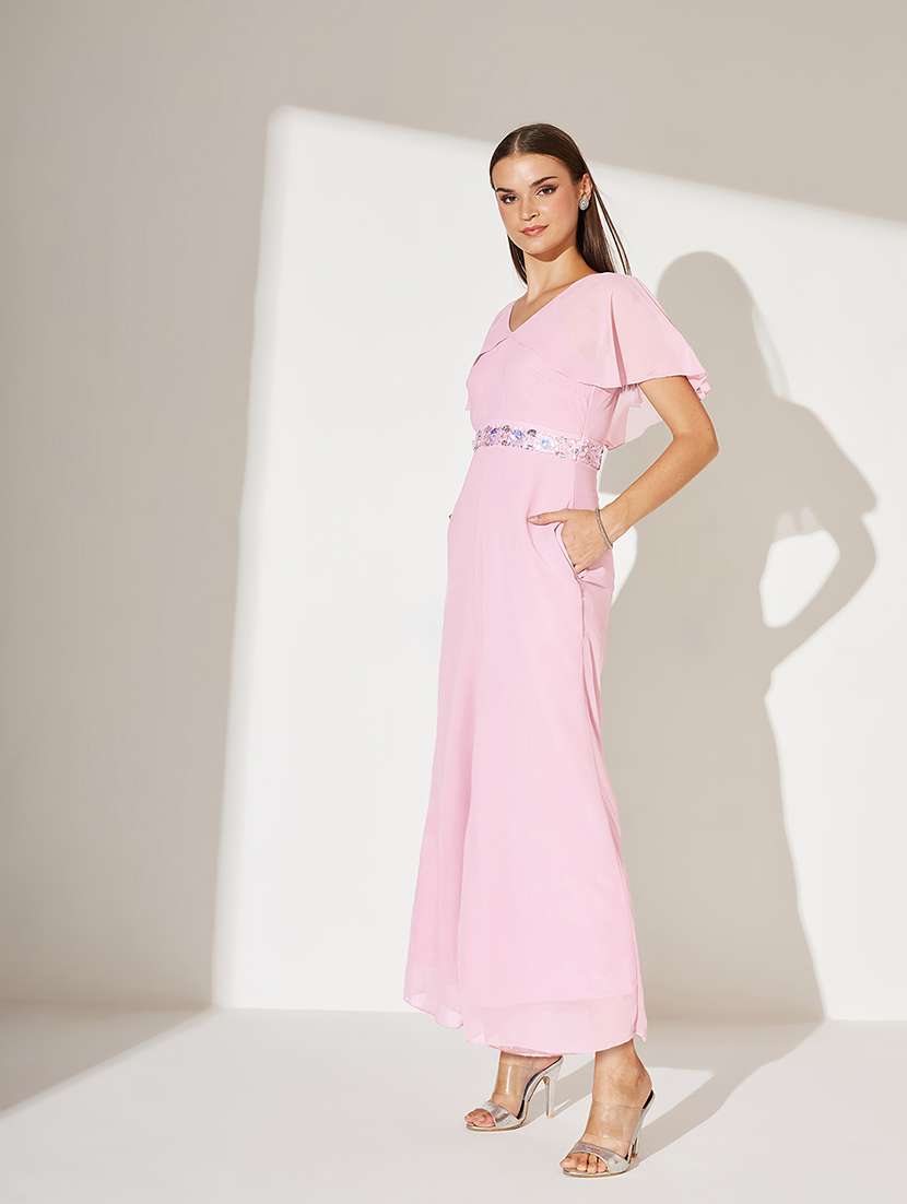 women solid flute sleeve jumpsuit - 22364125 -  Standard Image - 1