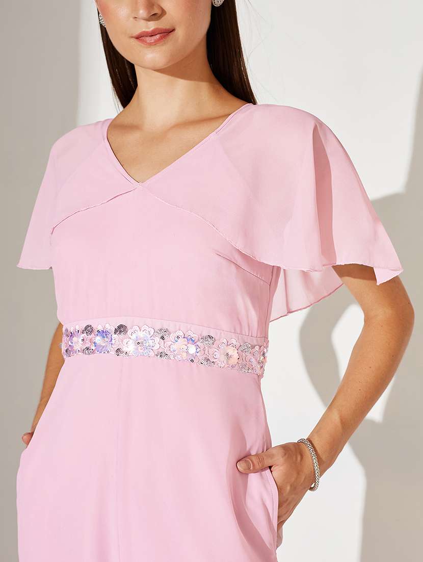 women solid flute sleeve jumpsuit - 22364125 -  Standard Image - 4