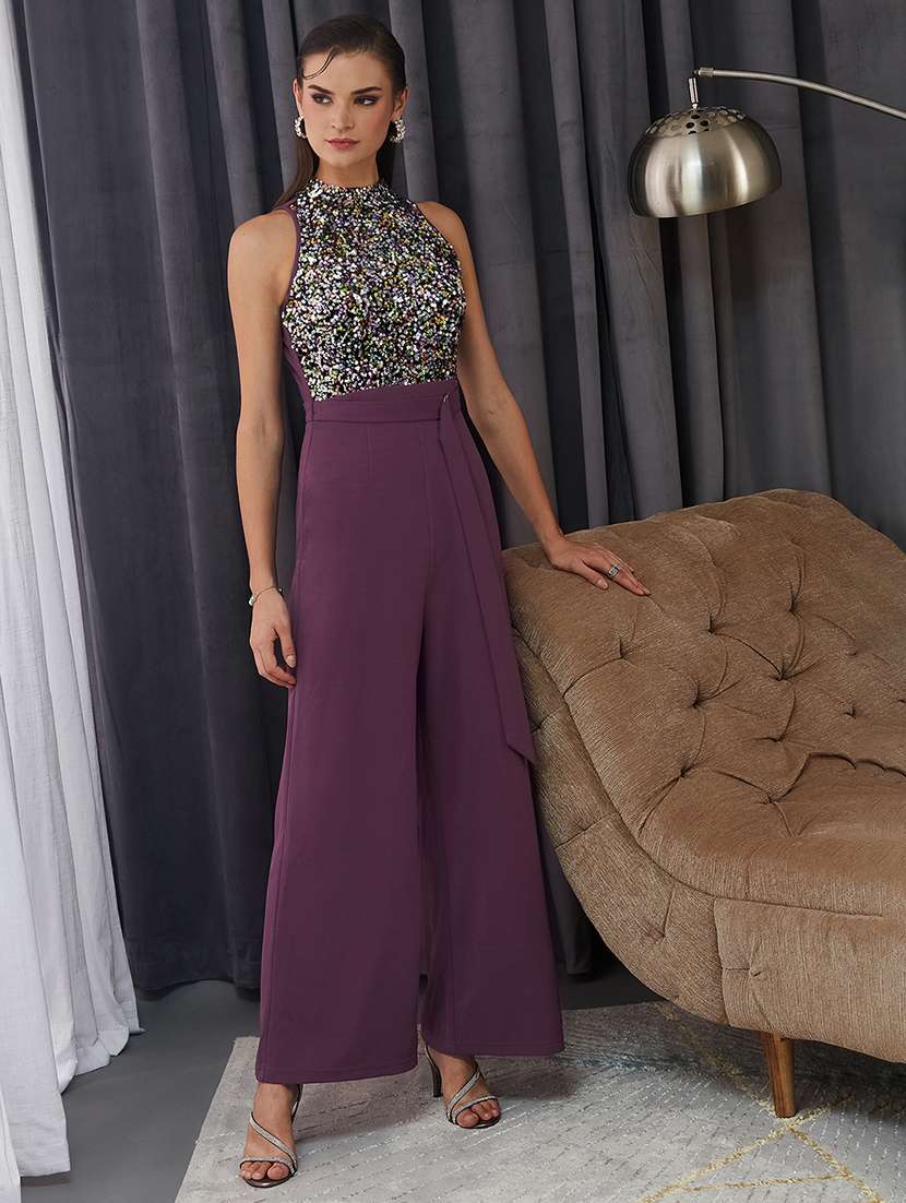 women sequined halter neck sleeveless jumpsuit - 22364127 -  Standard Image - 4