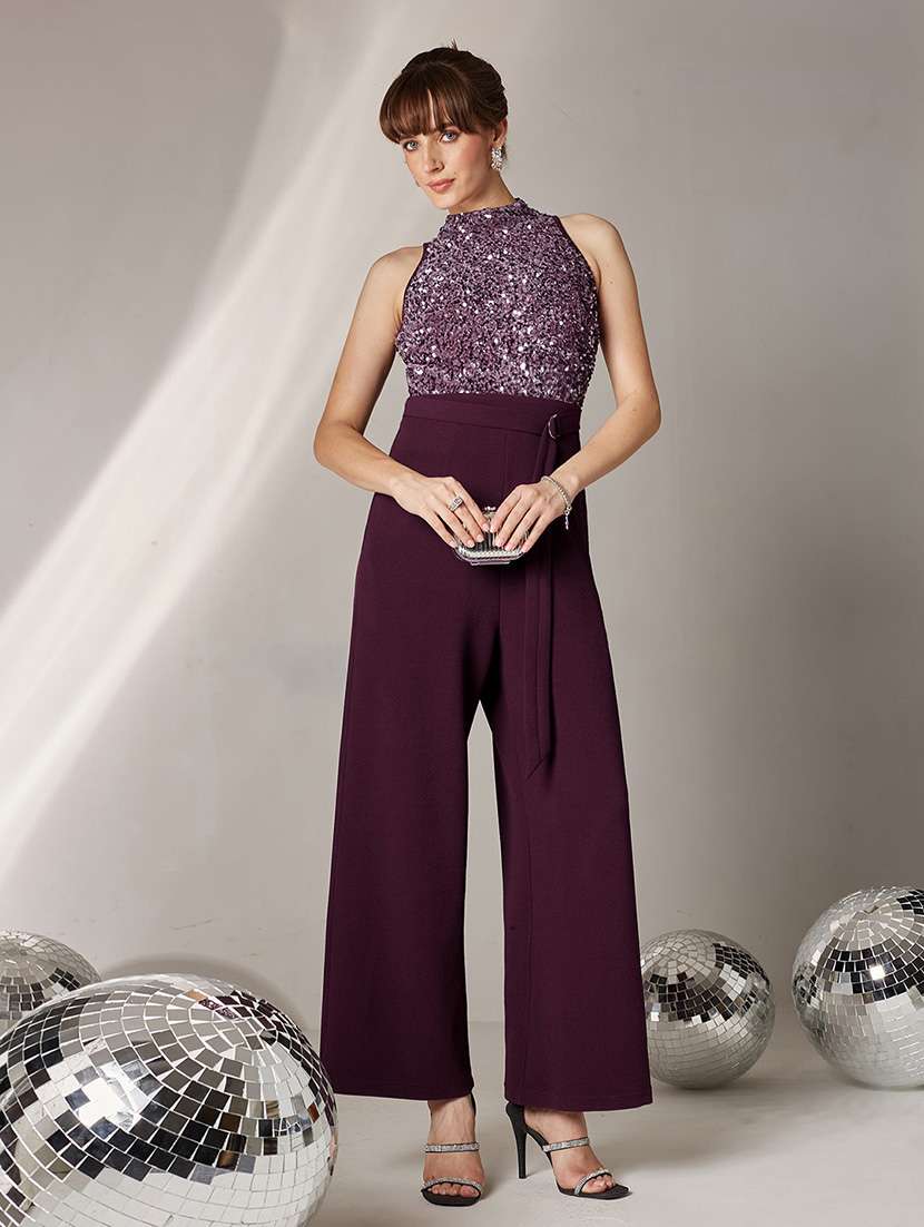 women sequined halter neck sleeveless jumpsuit - 22364128 -  Standard Image - 1