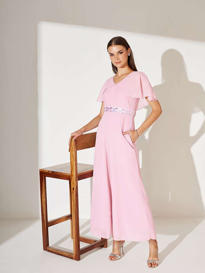 women pink solid flute sleeve jumpsuit - 22364147 -  Standard Image - 1