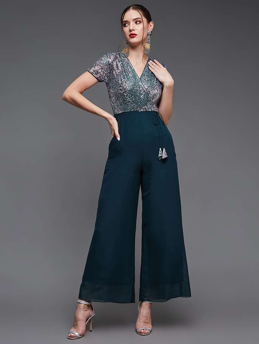 women emebllished short sleeve jumpsuit