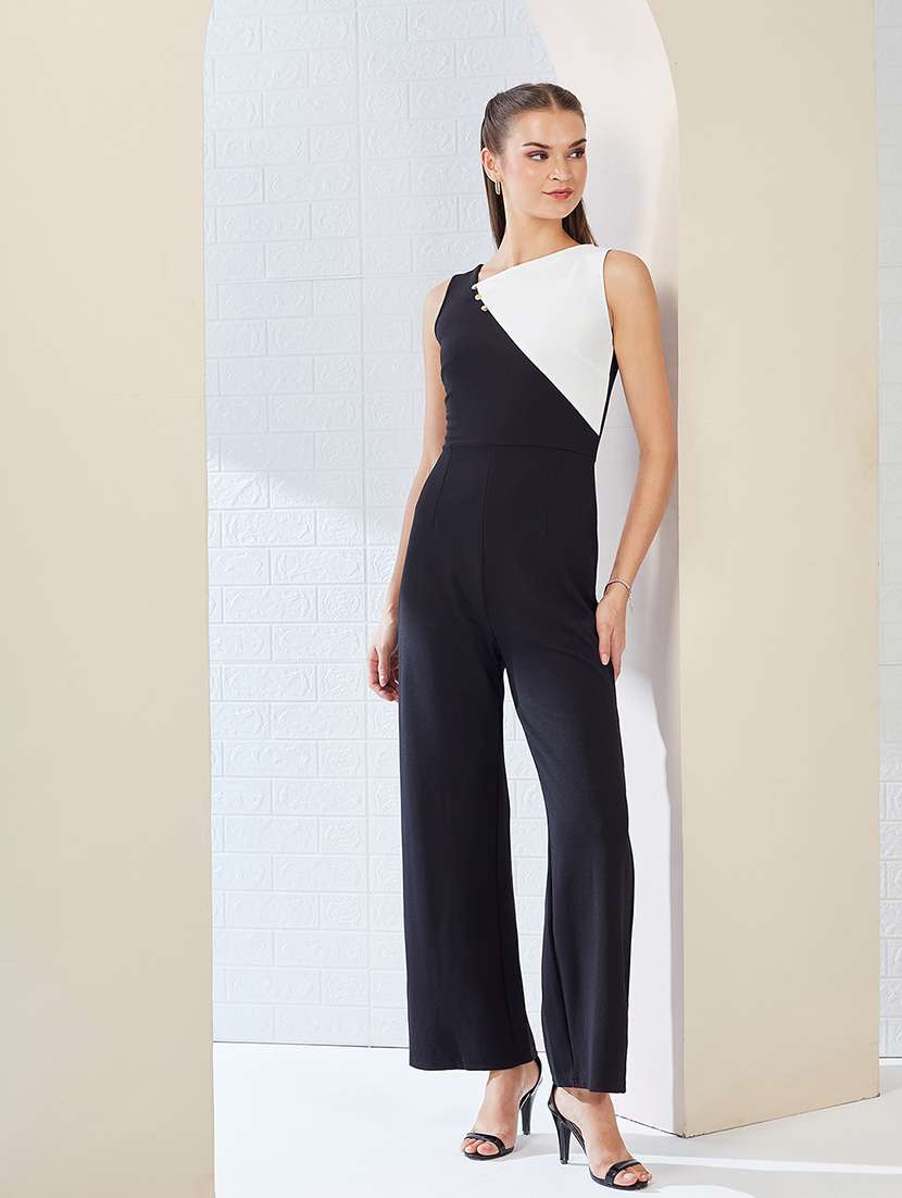 women colro blocked sleeveless jumpsuit - 22364155 -  Standard Image - 1