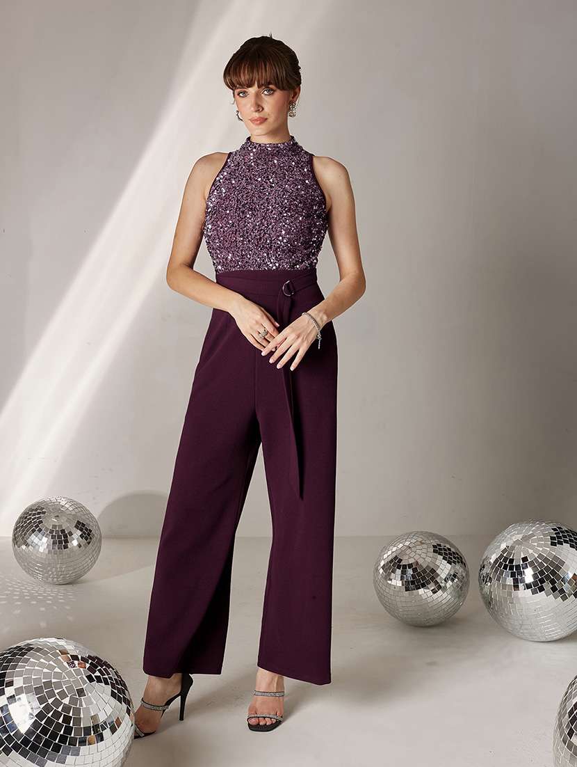 women sequined halter neck sleeveless jumpsuit - 22364158 -  Standard Image - 1