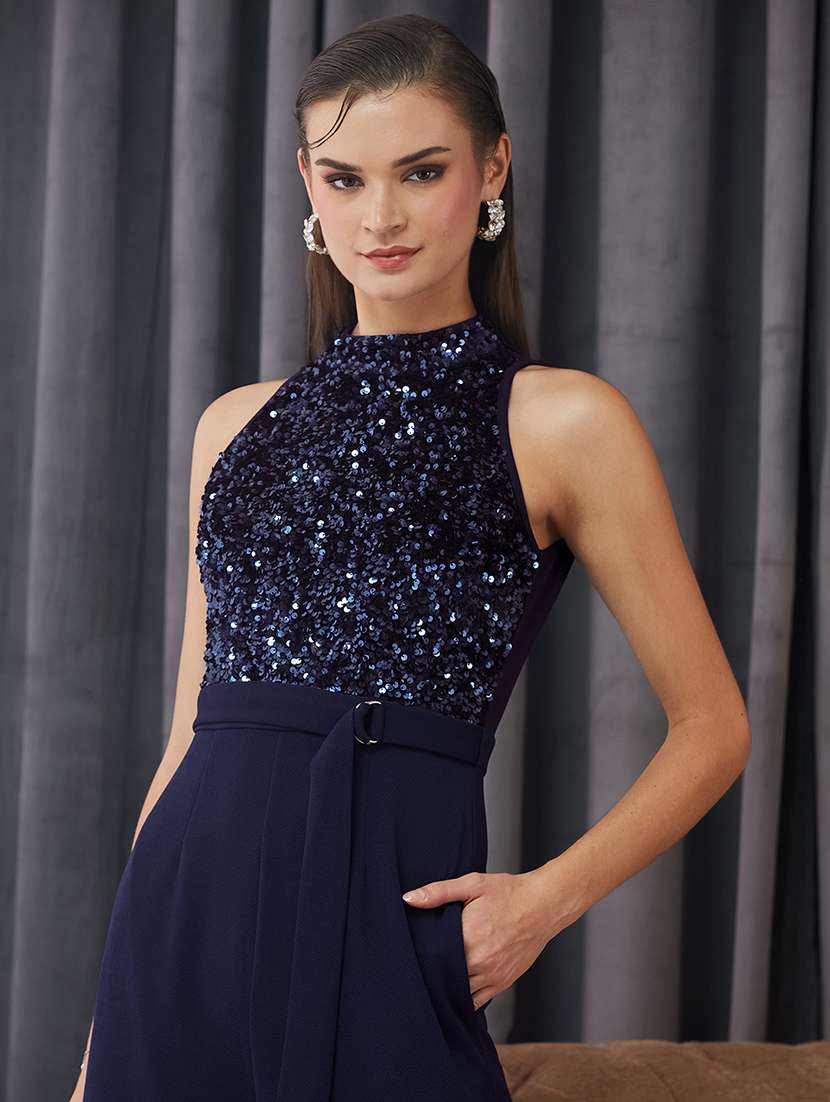 women sequined halter neck sleeveless jumpsuit - 22364160 -  Standard Image - 4