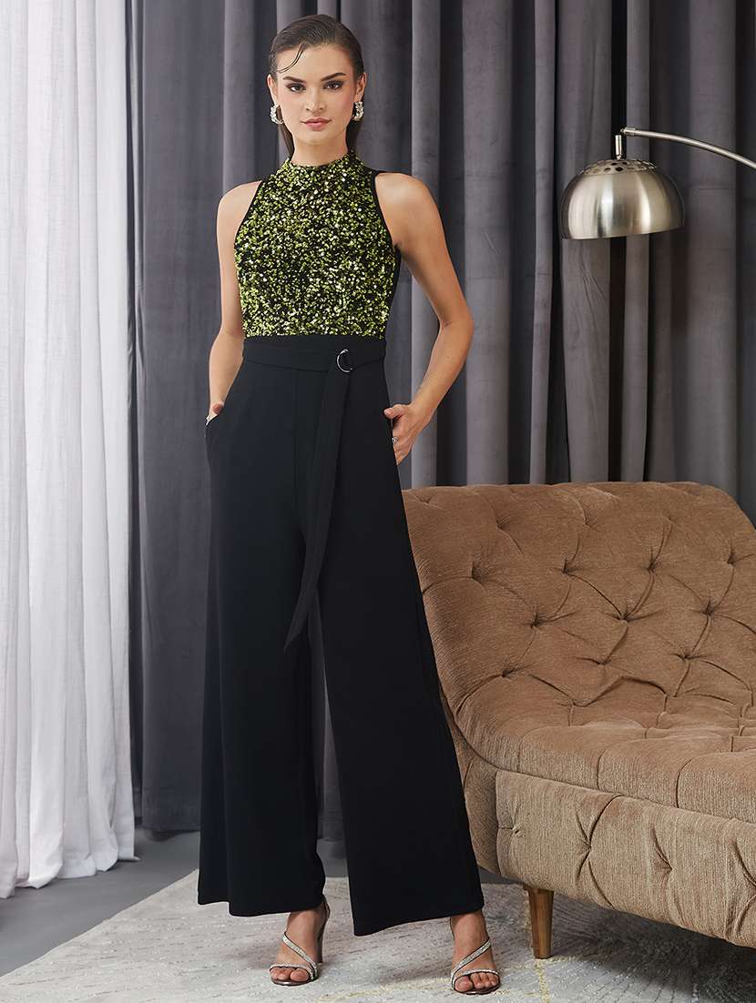 Women Sequined Halter Neck Sleeveless Jumpsuit - 22364164 -  Standard Image - 1