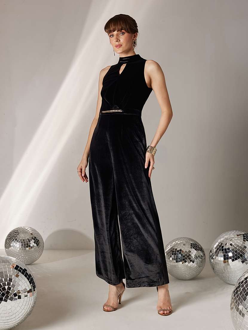 women solid halter neck sleeveless jumpsuit - 22364166 -  Standard Image - 1