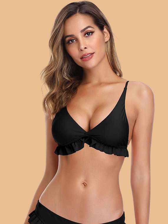 women solid swimwear bikini set - 22364183 -  Standard Image - 1