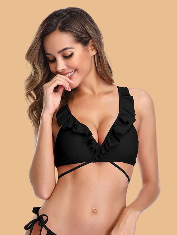 women solid swimwear bikini set - 22364185 -  Standard Image - 1