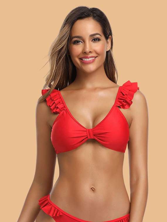 women solid swimwear bikini set - 22364190 -  Standard Image - 1