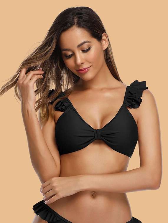 women solid swimwear bikini set - 22364191 -  Standard Image - 1