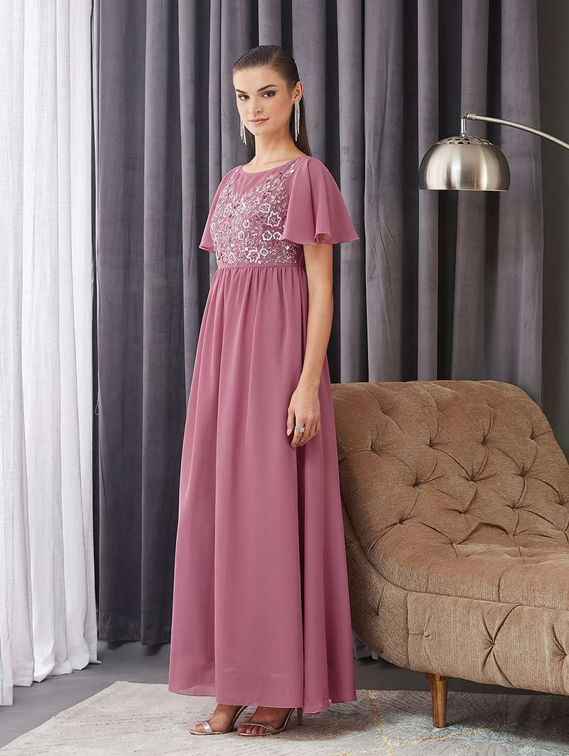 women embellished flute sleeve fit & flare dress - 22364211 -  Standard Image - 1