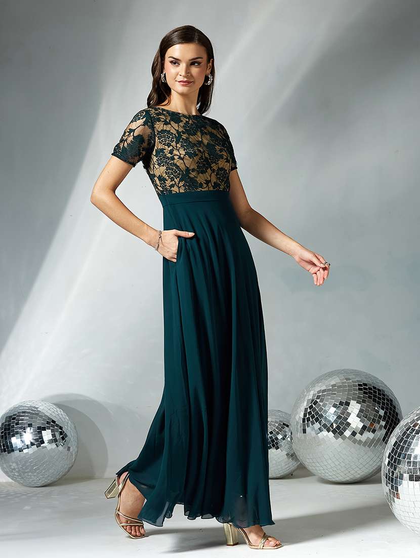 women floral short sleeve lace fit & flare dress - 22364213 -  Standard Image - 1