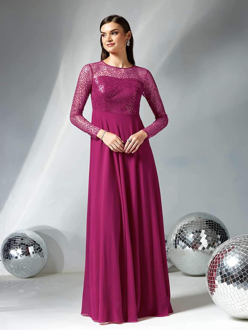 women embellished long sleeve fit & flare dress - 22364223 -  Standard Image - 1