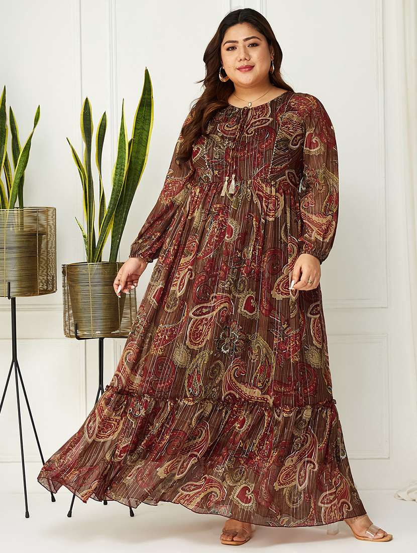 women plus size printed tiered dress
