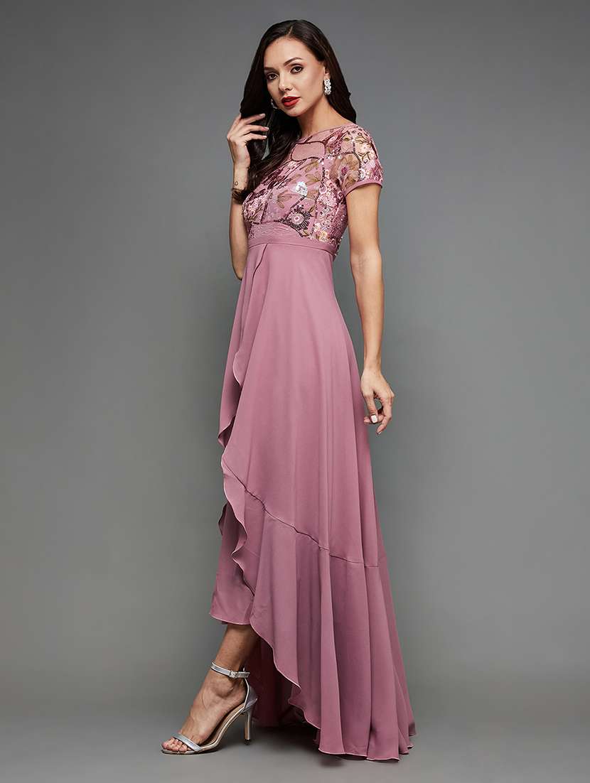 women embellished short sleeve asymmetric dress - 22364234 -  Standard Image - 1