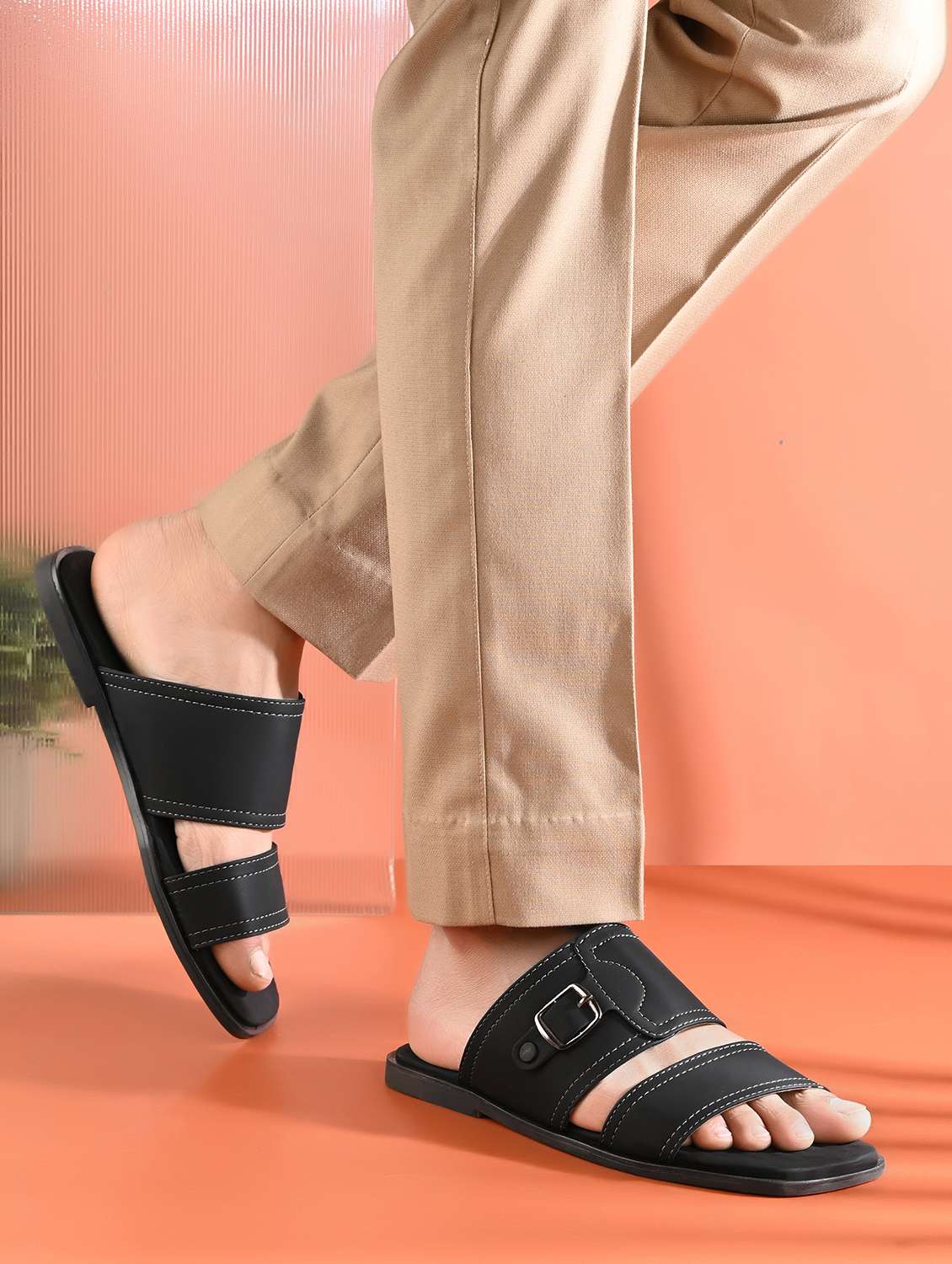 men solid slip on sandal - 22364255 -  Standard Image - 1