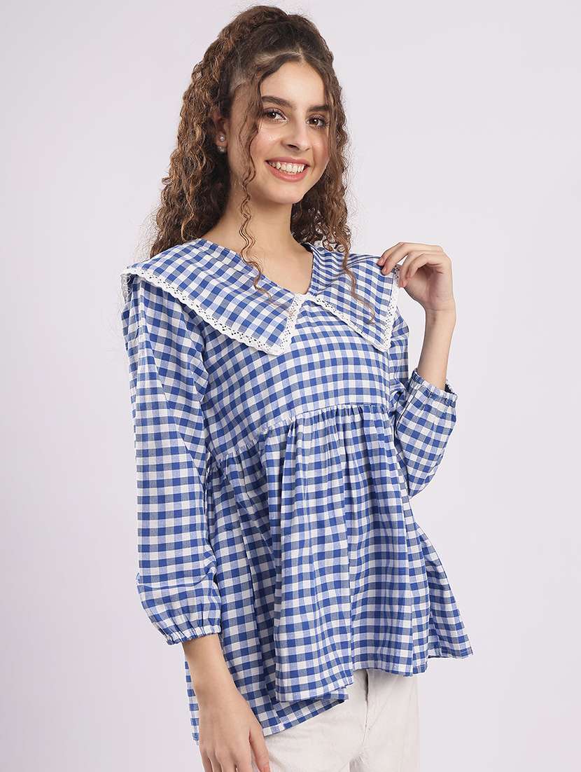 blue cotton regular top - 22364411 -  Standard Image - 1