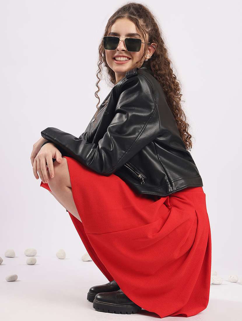 Women Solid High Rise Flared Skirt - 22364423 -  Standard Image - 4