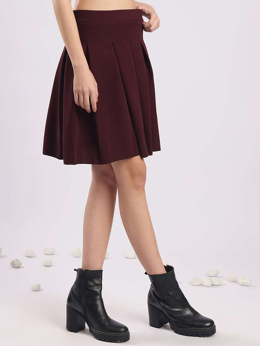 women solid high rise flared skirt - 22364424 -  Standard Image - 1