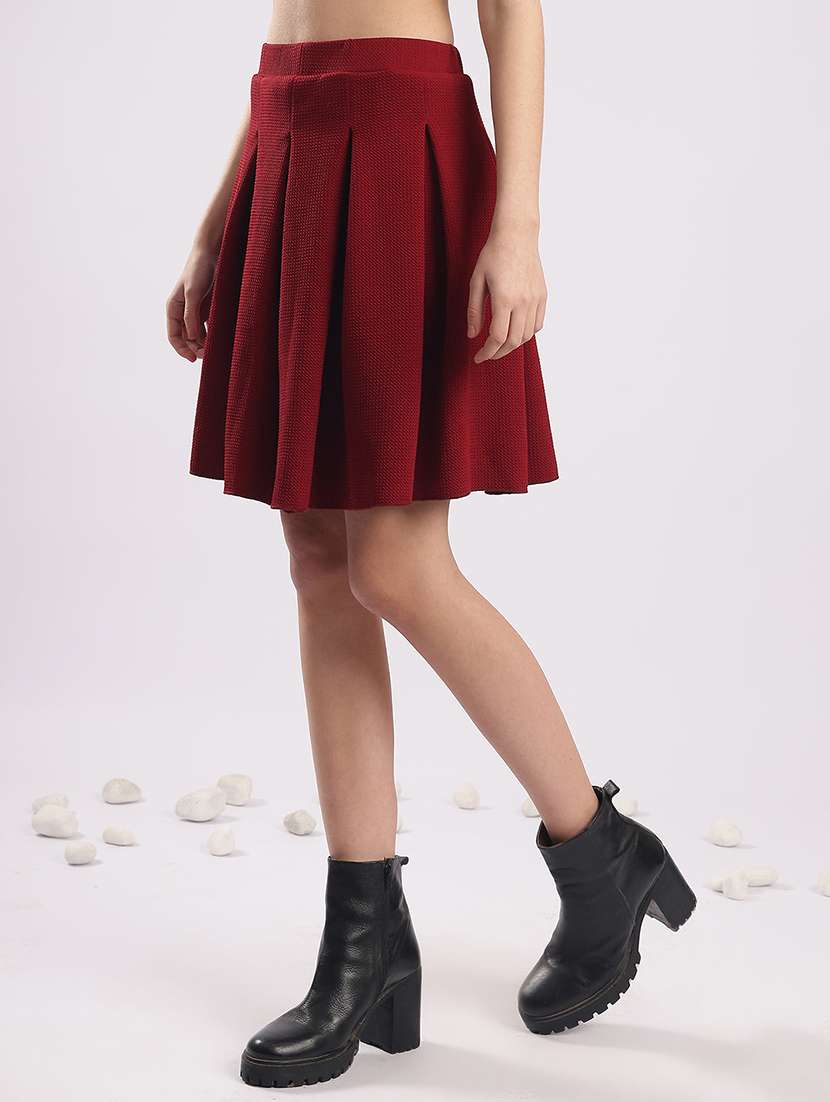 women solid high rise flared skirt - 22364425 -  Standard Image - 1