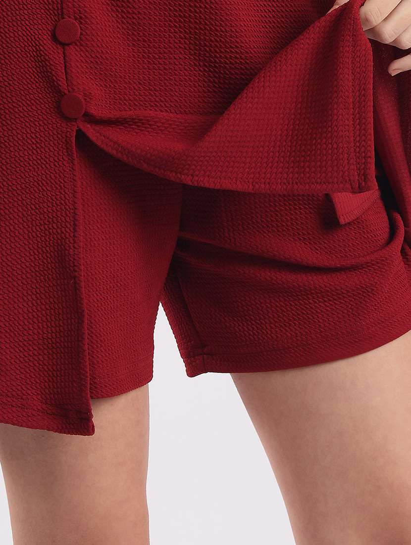 women solid high rise skirt with attached shorts - 22364427 -  Standard Image - 4