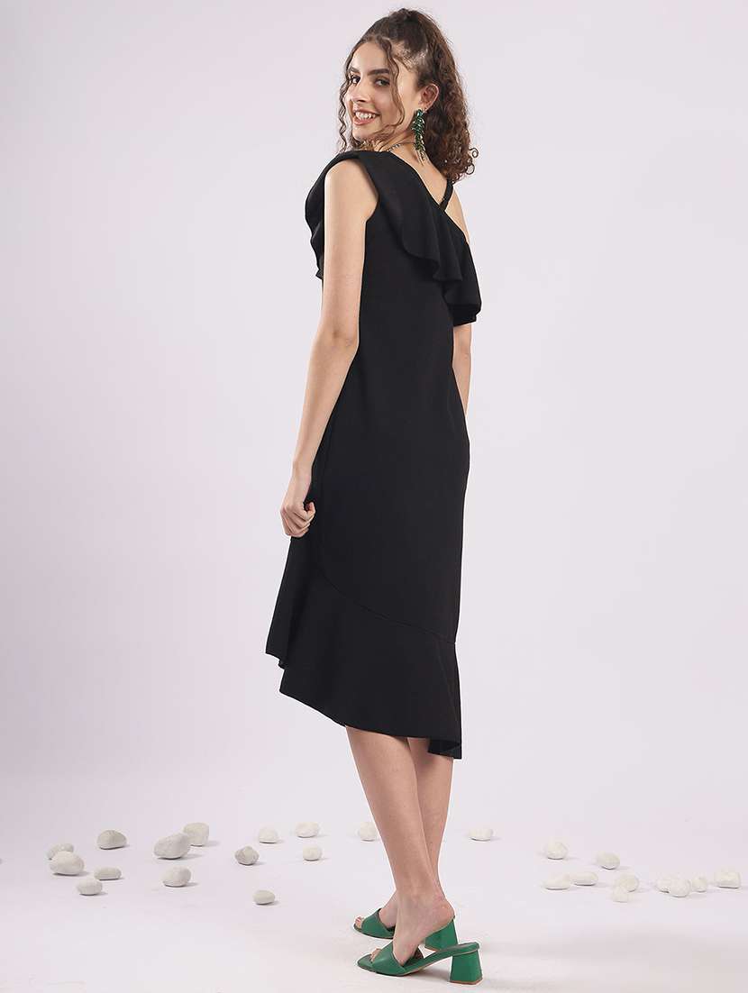 women solid single shoulder asymmetric dress  - 22364446 -  Standard Image - 1