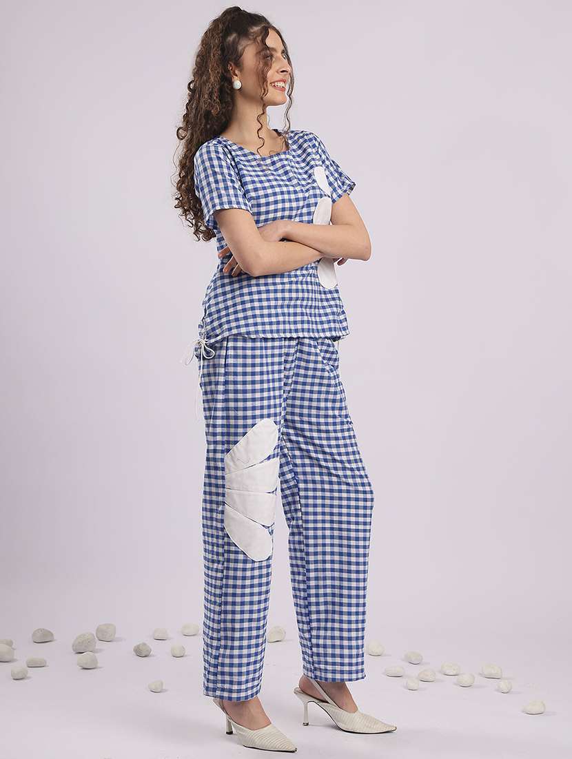 women checkered top and trouser co-ord set - 22364469 -  Standard Image - 1