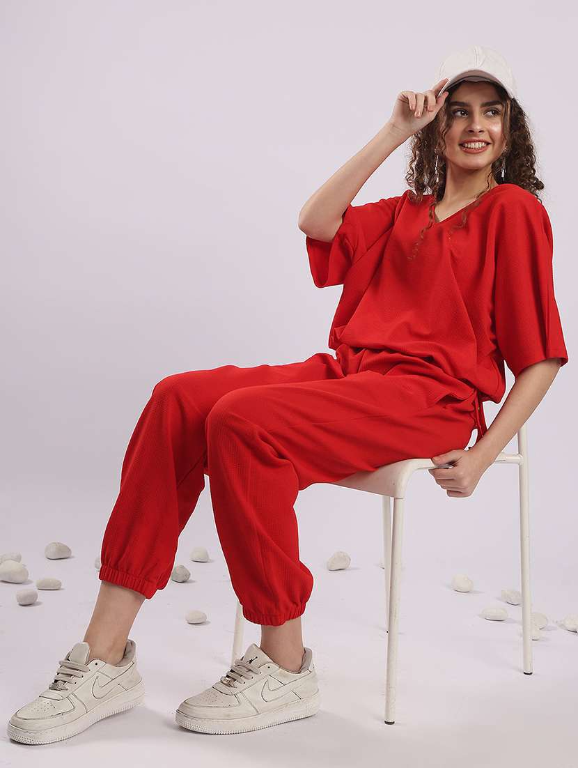 women solid top and trouser co-ord set - 22364476 -  Standard Image - 4