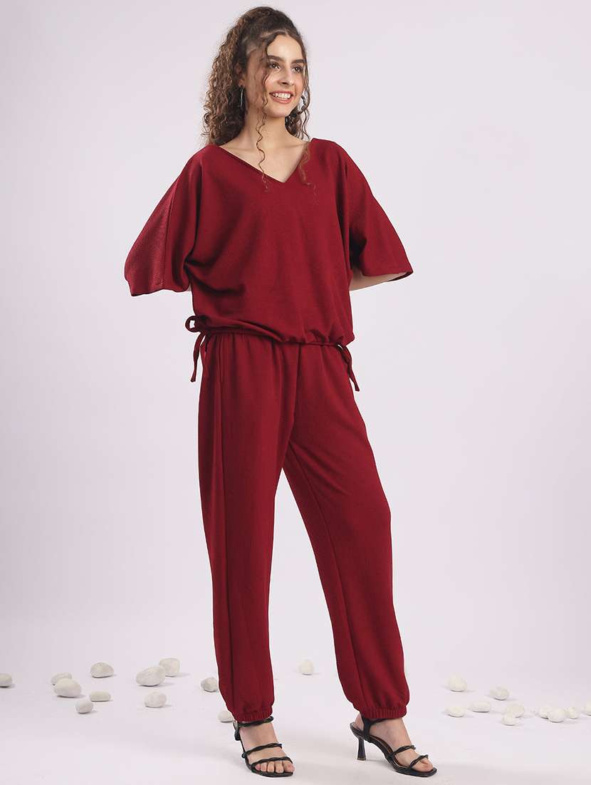 women solid top and trouser co-ord set - 22364477 -  Standard Image - 1