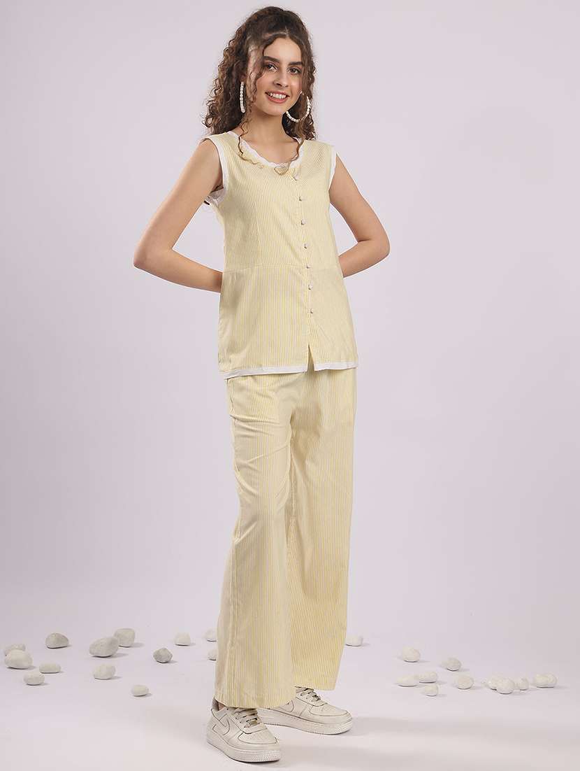 women striped top and trouser co-ord set - 22364486 -  Standard Image - 1