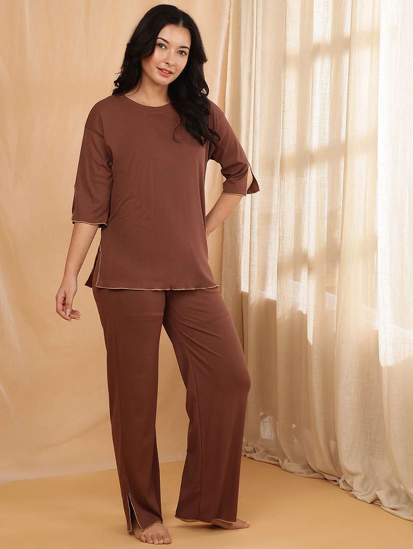 women solid nightwear pyjama set  - 22364491 -  Standard Image - 1