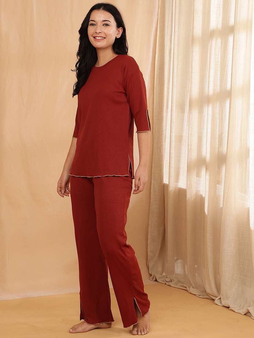 women solid nightwear pyjama set  - 22364495 -  Standard Image - 1