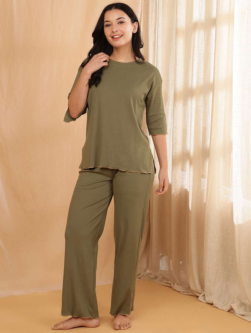 women solid nightwear pyjama set  - 22364496 -  Standard Image - 1