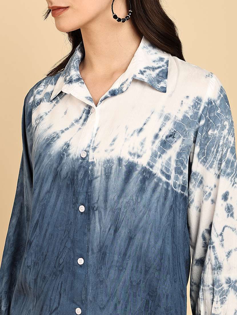 women tie & dye collared long sleeve shirt - 22364516 -  Standard Image - 4