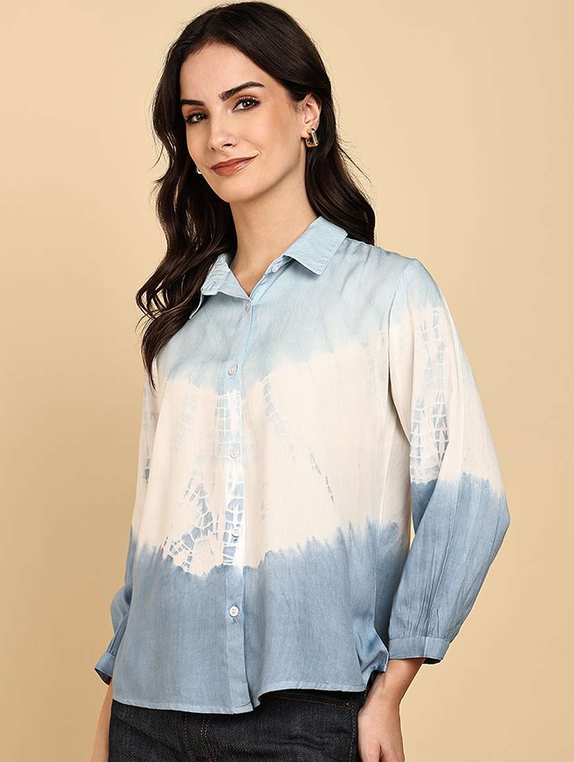 women tie & dye collared long sleeve shirt - 22364517 -  Standard Image - 1