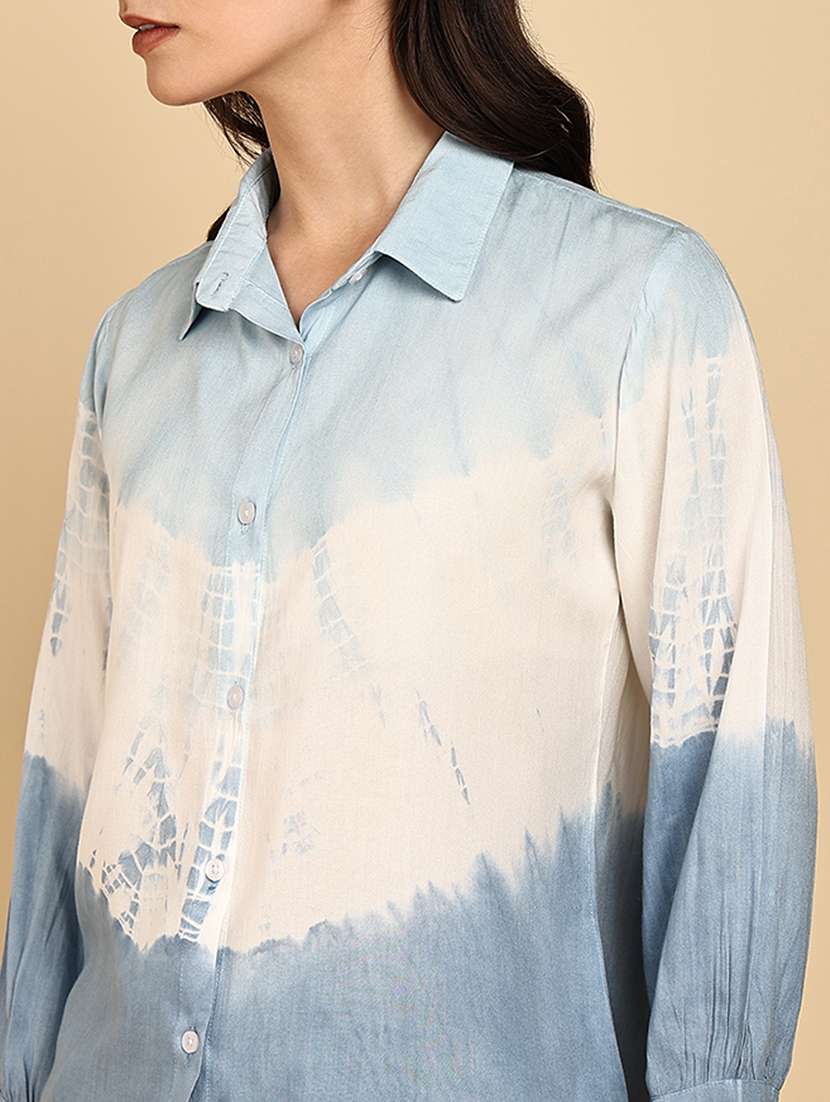women tie & dye collared long sleeve shirt - 22364517 -  Standard Image - 4