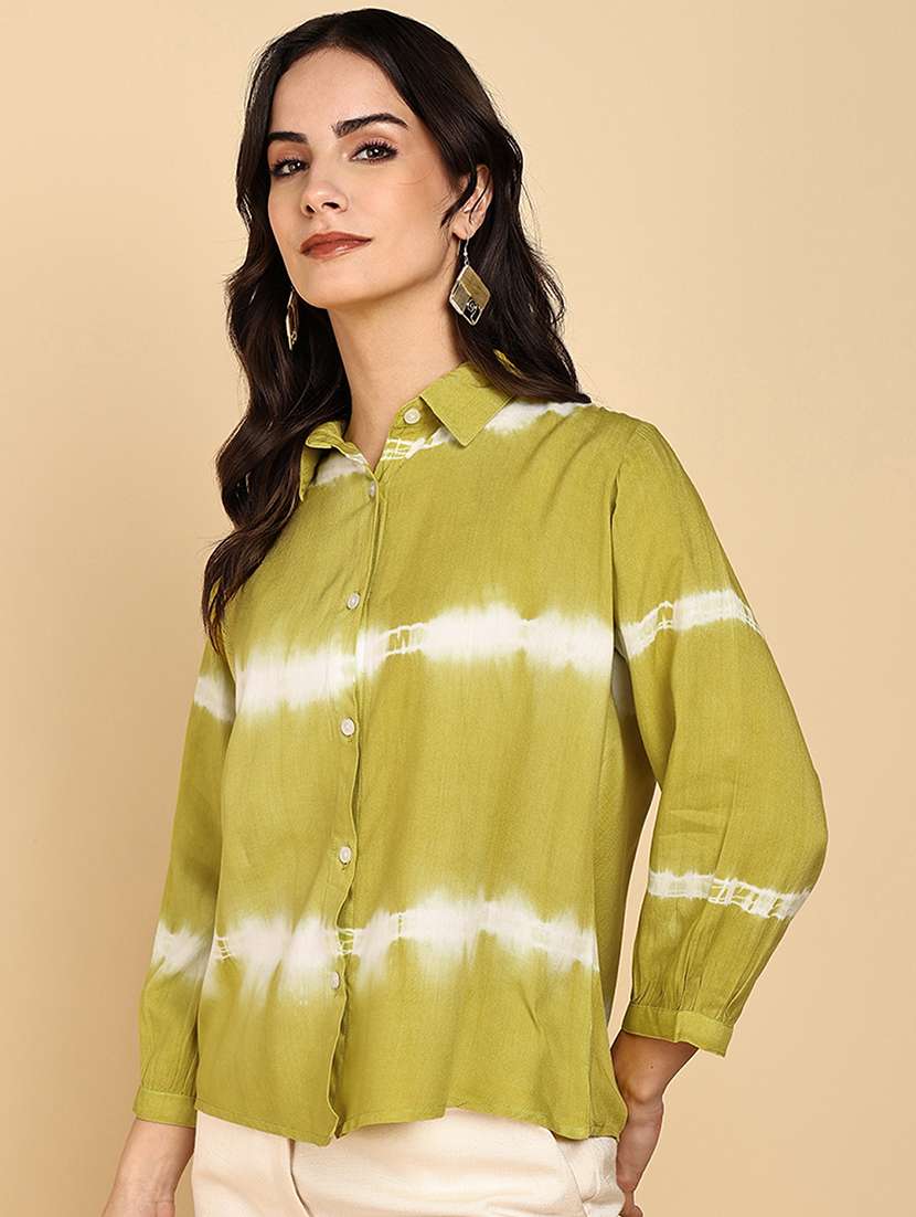 women tie & dye collared long sleeve shirt - 22364521 -  Standard Image - 1