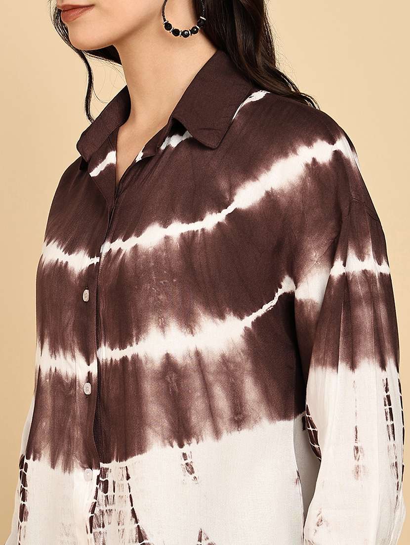 women tie & dye collared long sleeve shirt - 22364522 -  Standard Image - 4