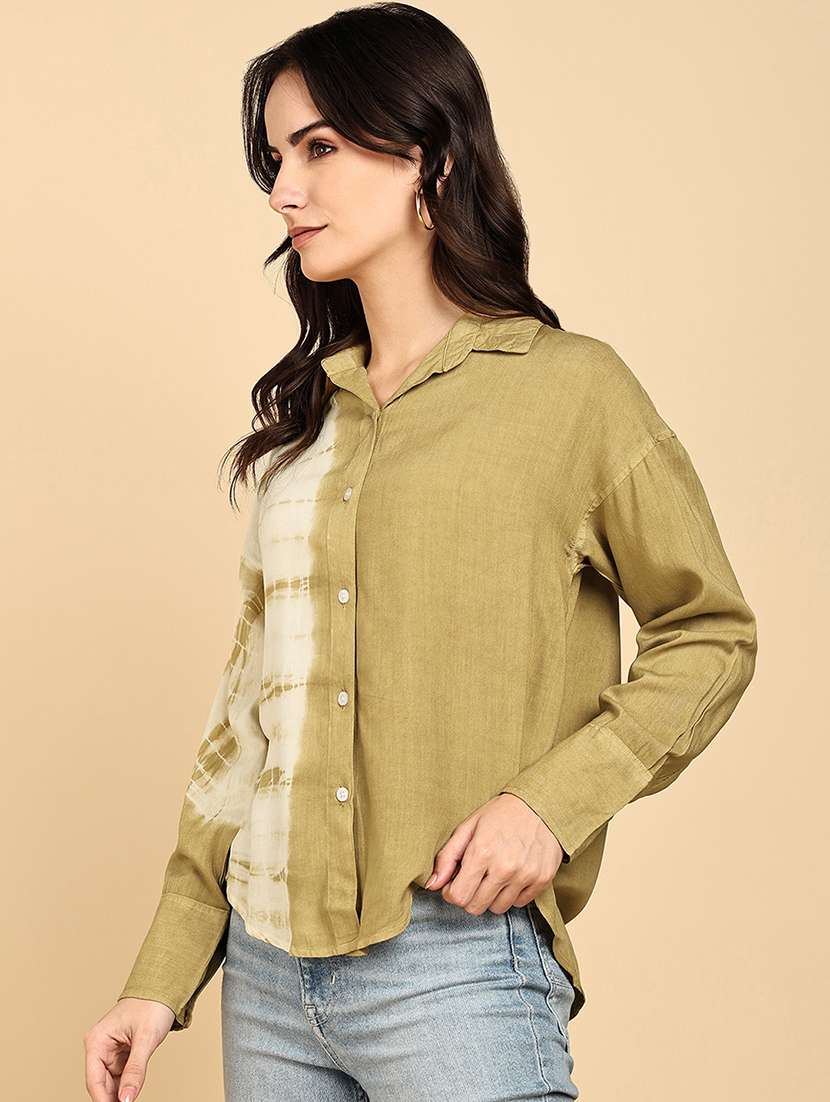 women tie & dye collared long sleeve shirt - 22364524 -  Standard Image - 1