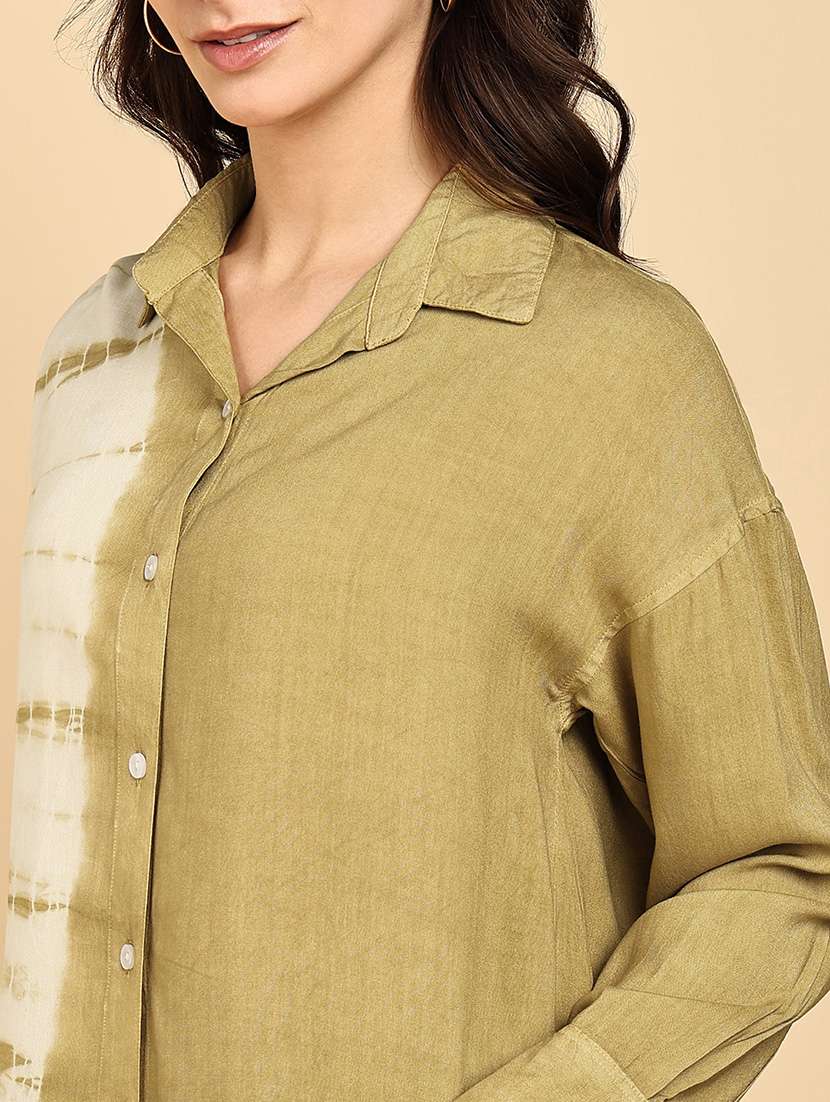women tie & dye collared long sleeve shirt - 22364524 -  Standard Image - 4