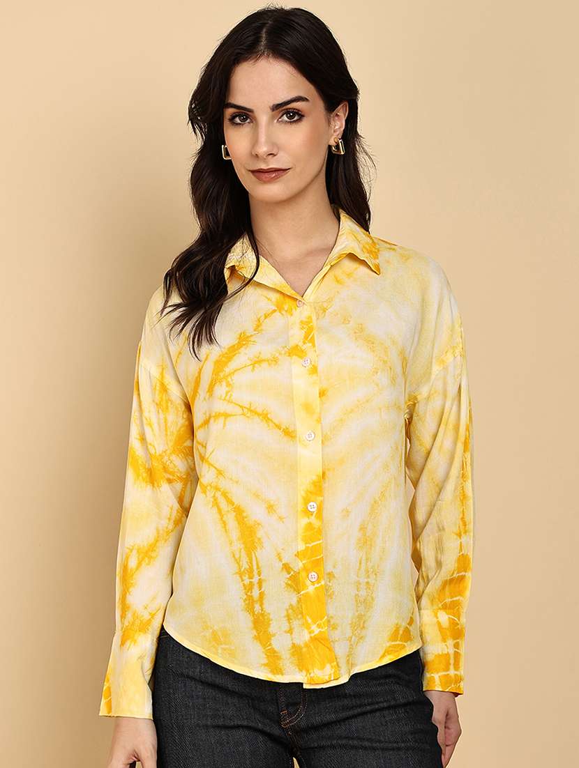 women tie & dye collared long sleeve shirt - 22364527 -  Standard Image - 1