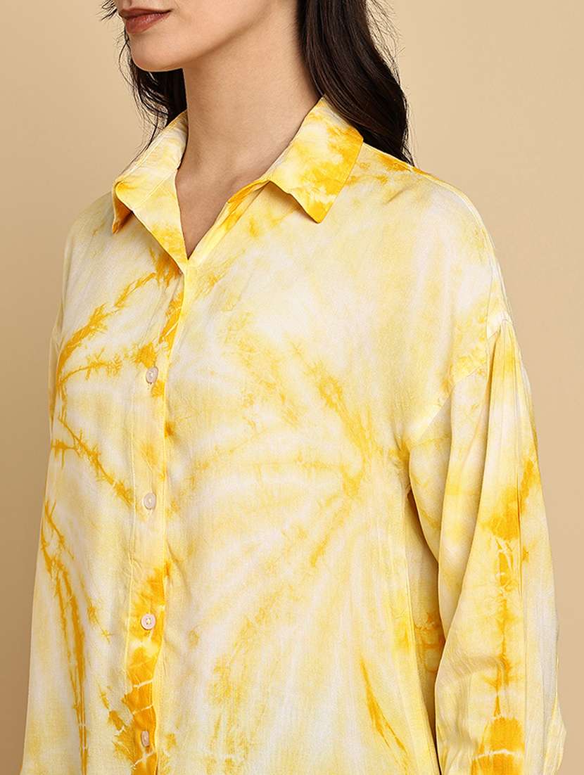 women tie & dye collared long sleeve shirt - 22364527 -  Standard Image - 4