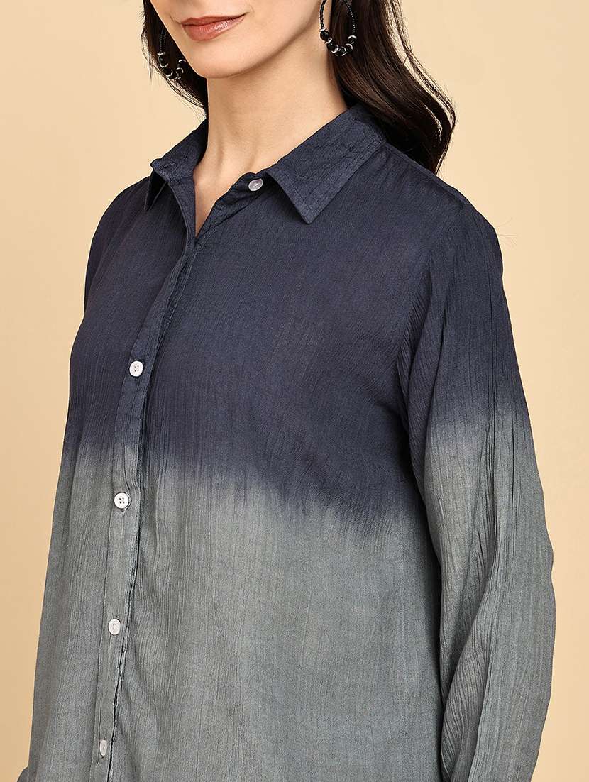 women tie & dye collared long sleeve shirt - 22364528 -  Standard Image - 4