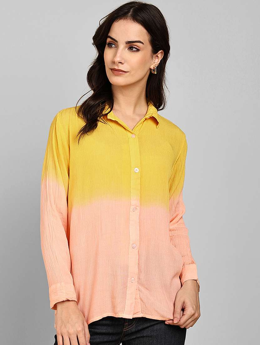 women tie & dye collared long sleeve shirt - 22364530 -  Standard Image - 1