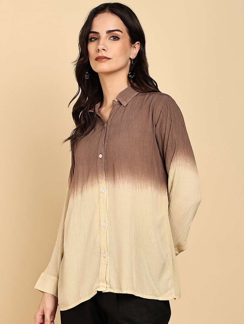 women ombre collared long sleeve shirt - 22364532 -  Standard Image - 1